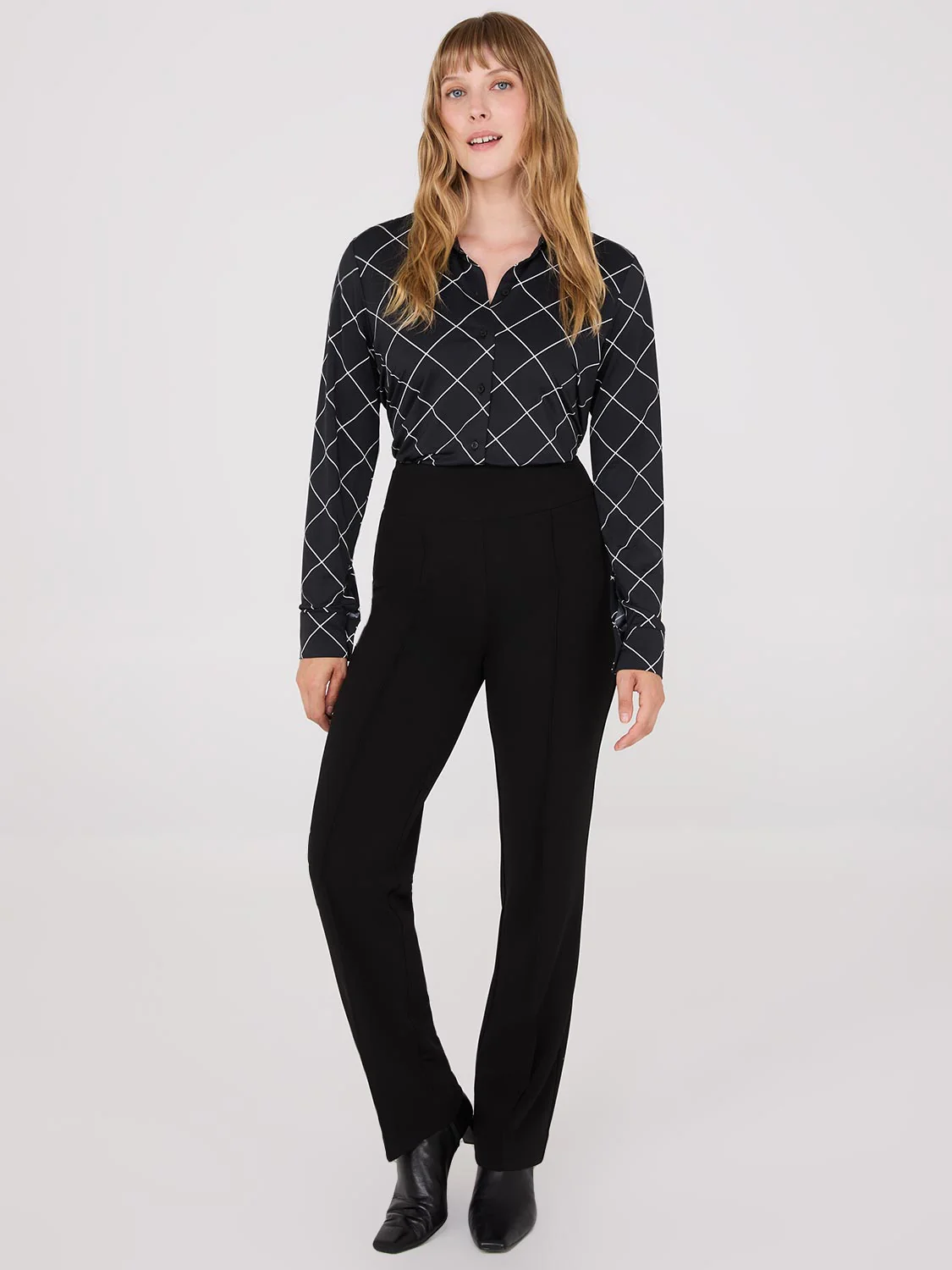 Front Pintuck Straight Leg Long Length Pants - Image 4
