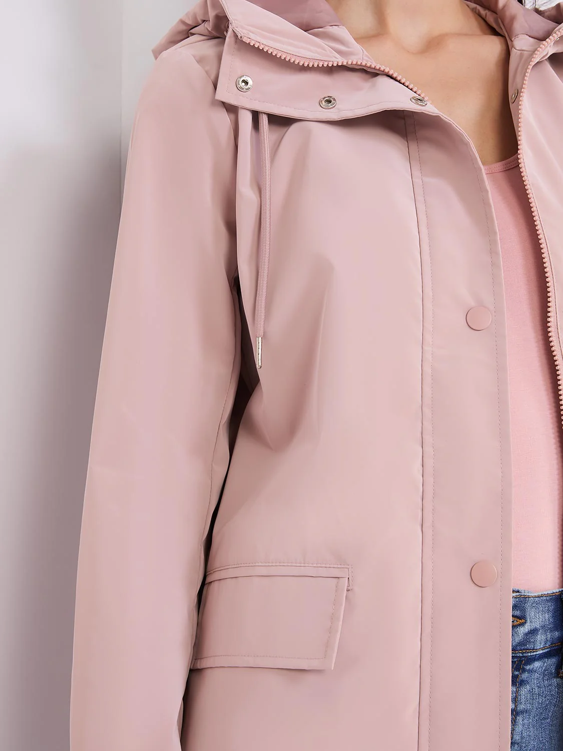 High Collar Hooded Rain Jacket - Image 12