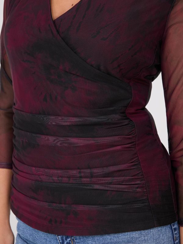 Abstract Print Crossover Mesh Top - Image 2