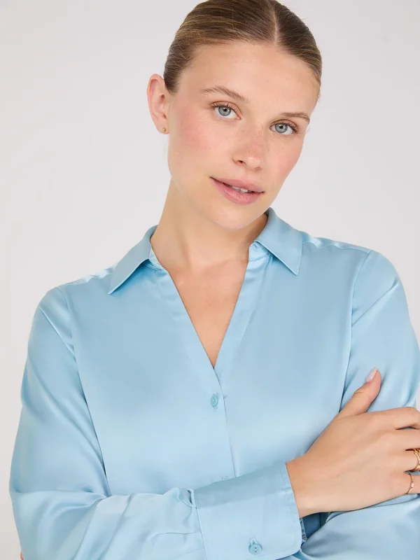 Notch Collar Button-Front Blouse - Image 2