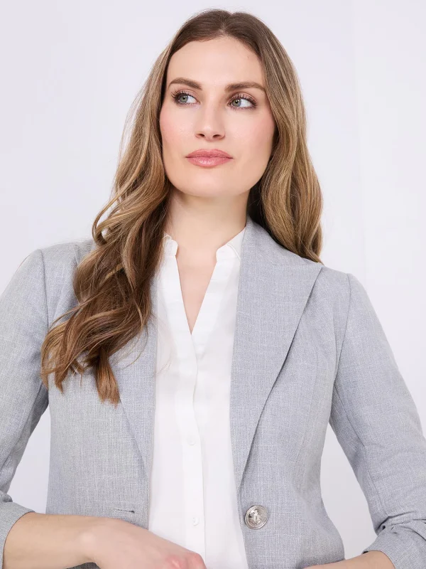 One-Button Ruched Sleeve Blazer - Image 2