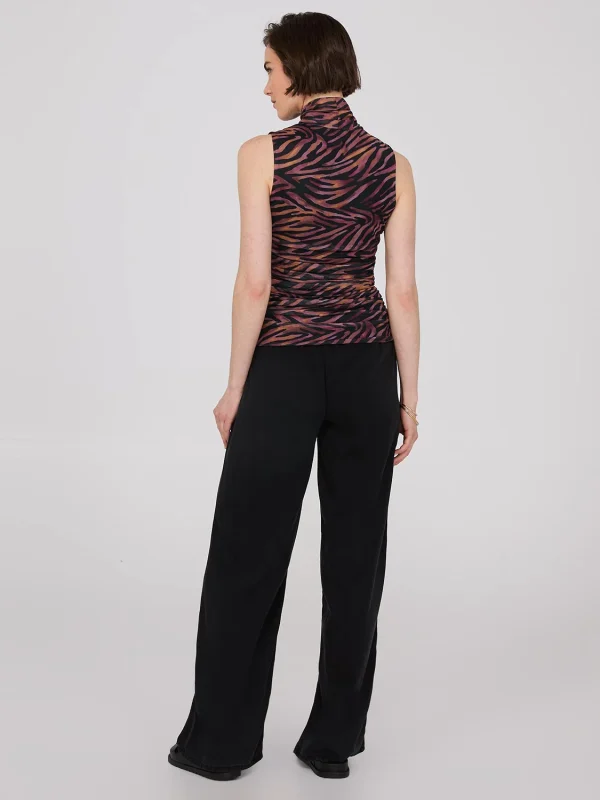 Sleeveless Zebra Print Mock Neck Top - Image 3