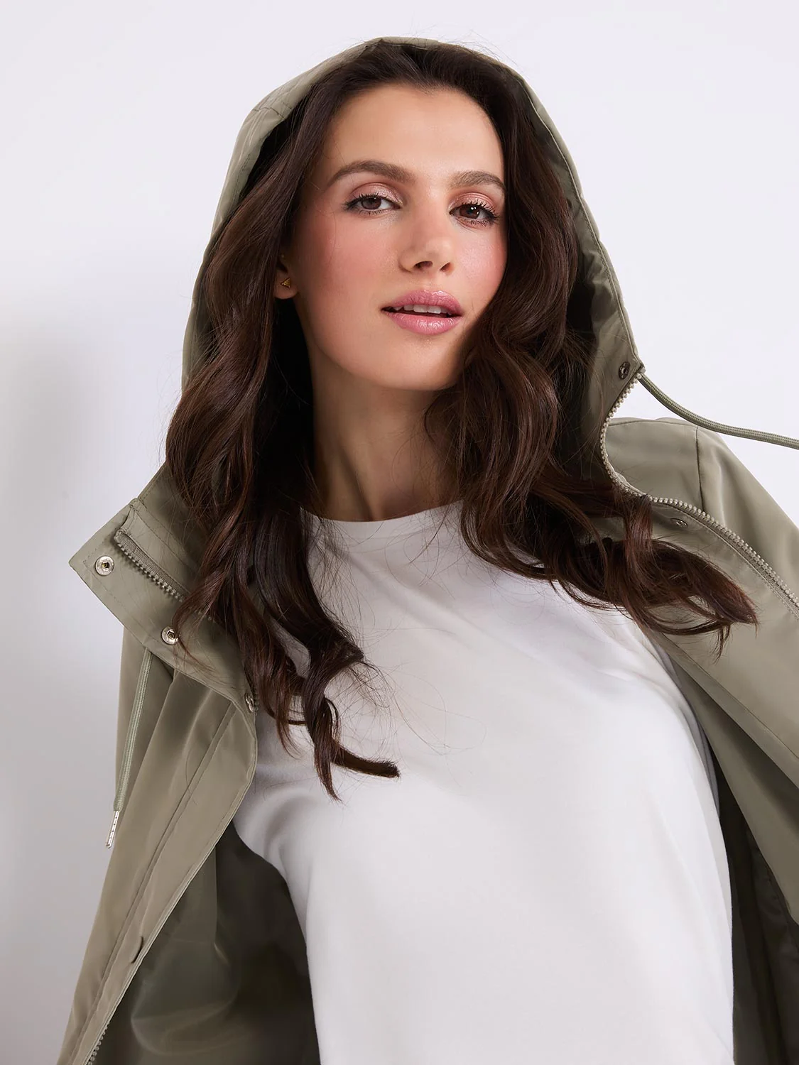High Collar Hooded Rain Jacket - Image 3