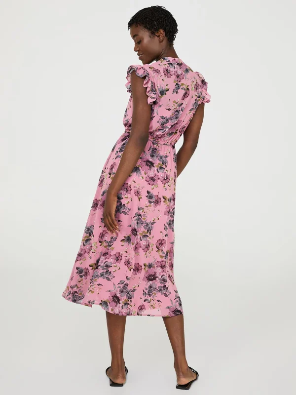 Sleeveless Floral Print Chiffon Midi Dress - Image 4