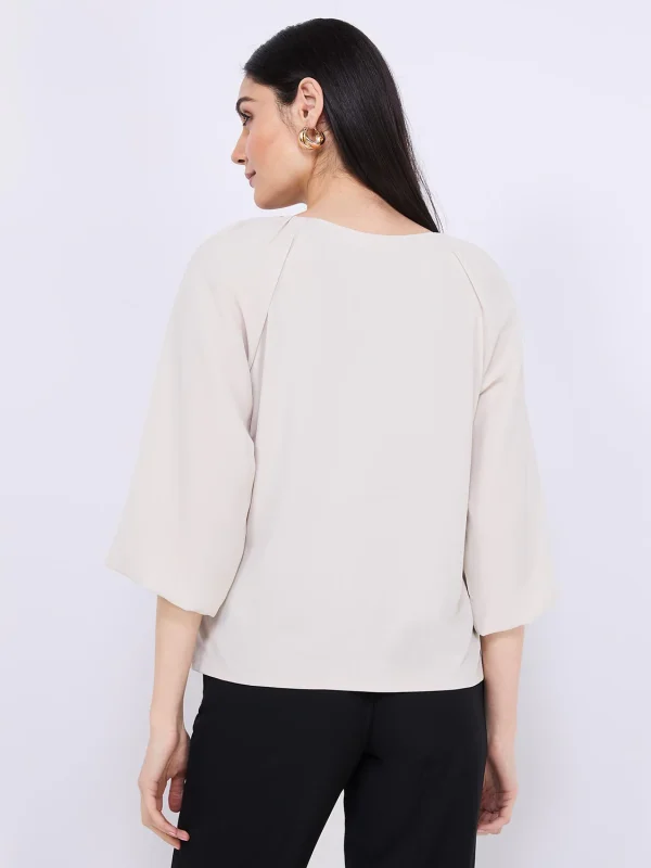 3/4 Chiffon Sleeve Round Neck Top - Image 5