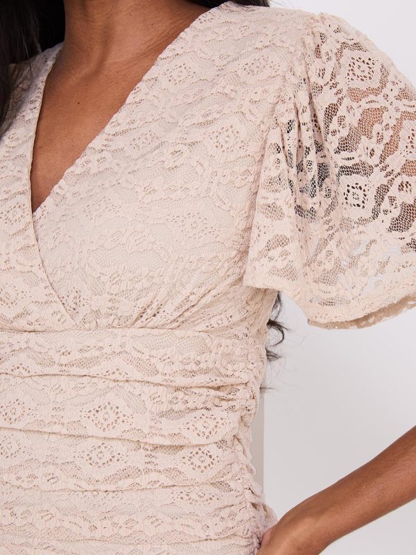Lace Cross-Front Top With Flutter Sleeves - Image 6