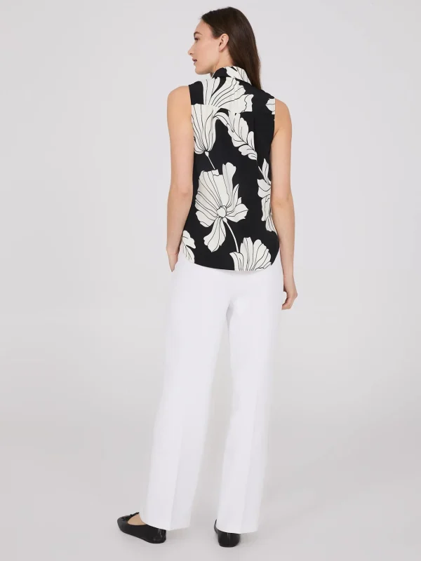 Sleeveless Floral Print Button-Front Blouse - Image 4
