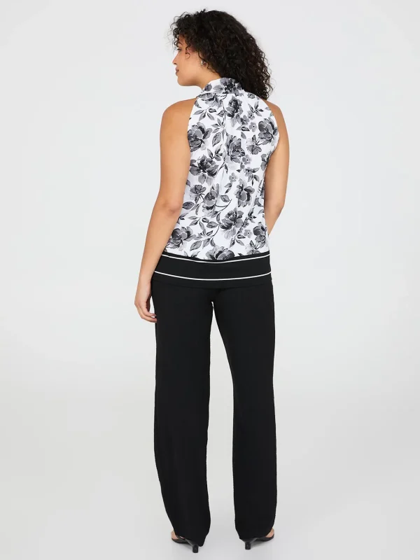 Sleeveless Floral Print Halter Back Top - Image 4