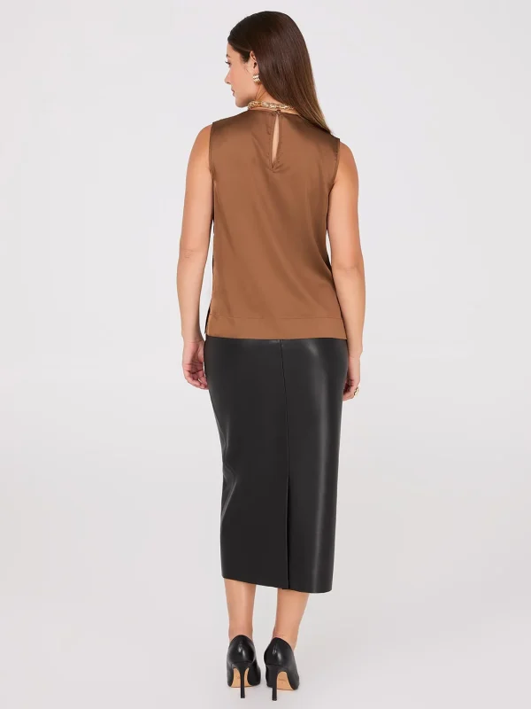 Sleeveless Satin Top With Button Details - Image 5