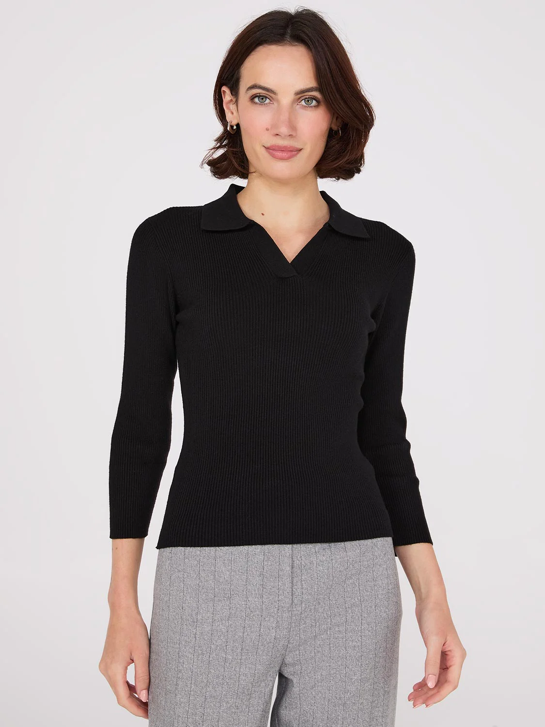 Johnny Collar Ribbed Top - Image 5