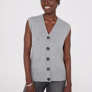 Sleeveless Button-Front Sweater Vest