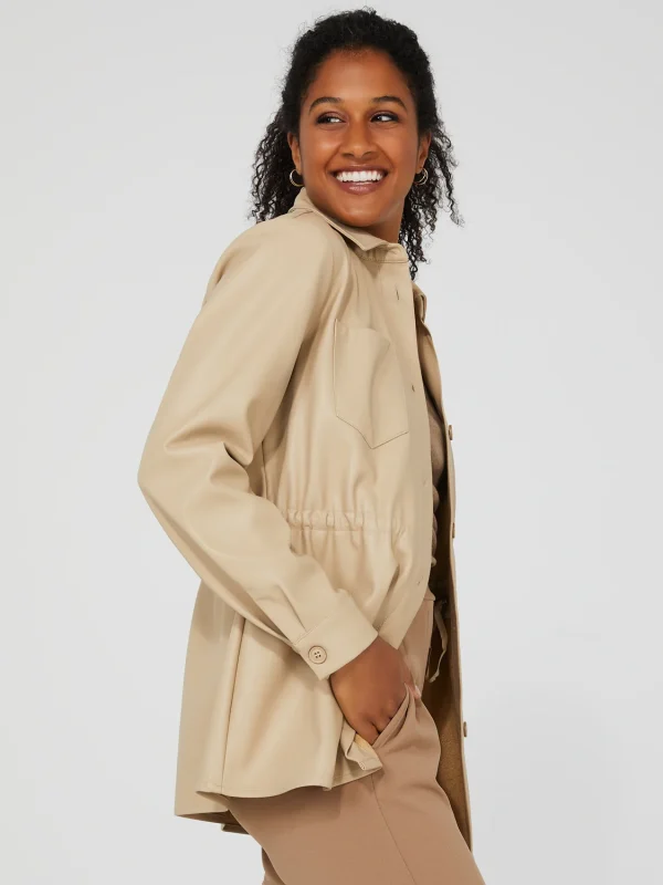 Drawstring Shacket With Front Pockets - Image 10
