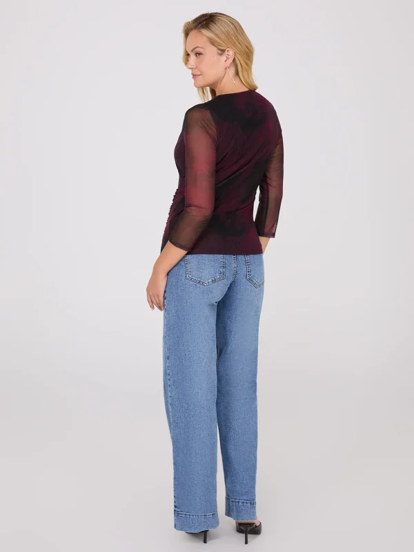 Abstract Print Crossover Mesh Top - Image 4