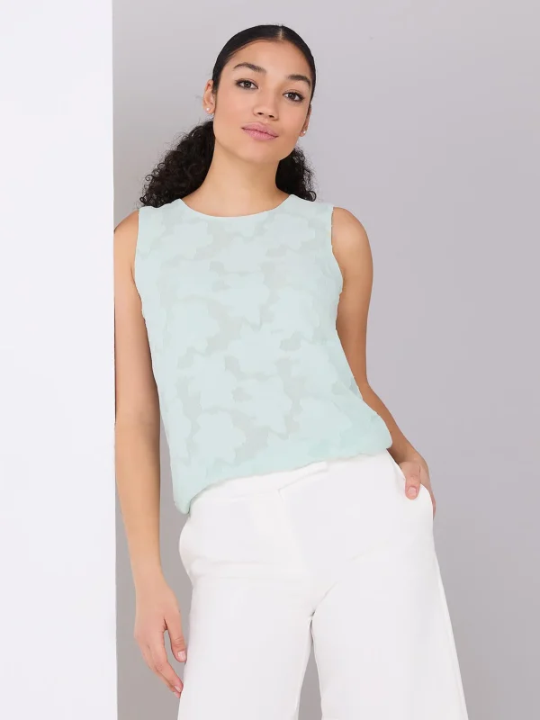 Sleeveless Floral Burnout Chiffon Top - Image 7