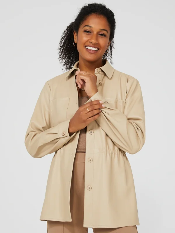 Drawstring Shacket With Front Pockets - Image 9