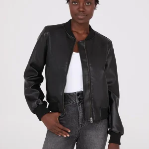 Faux Leather Bomber Jacket