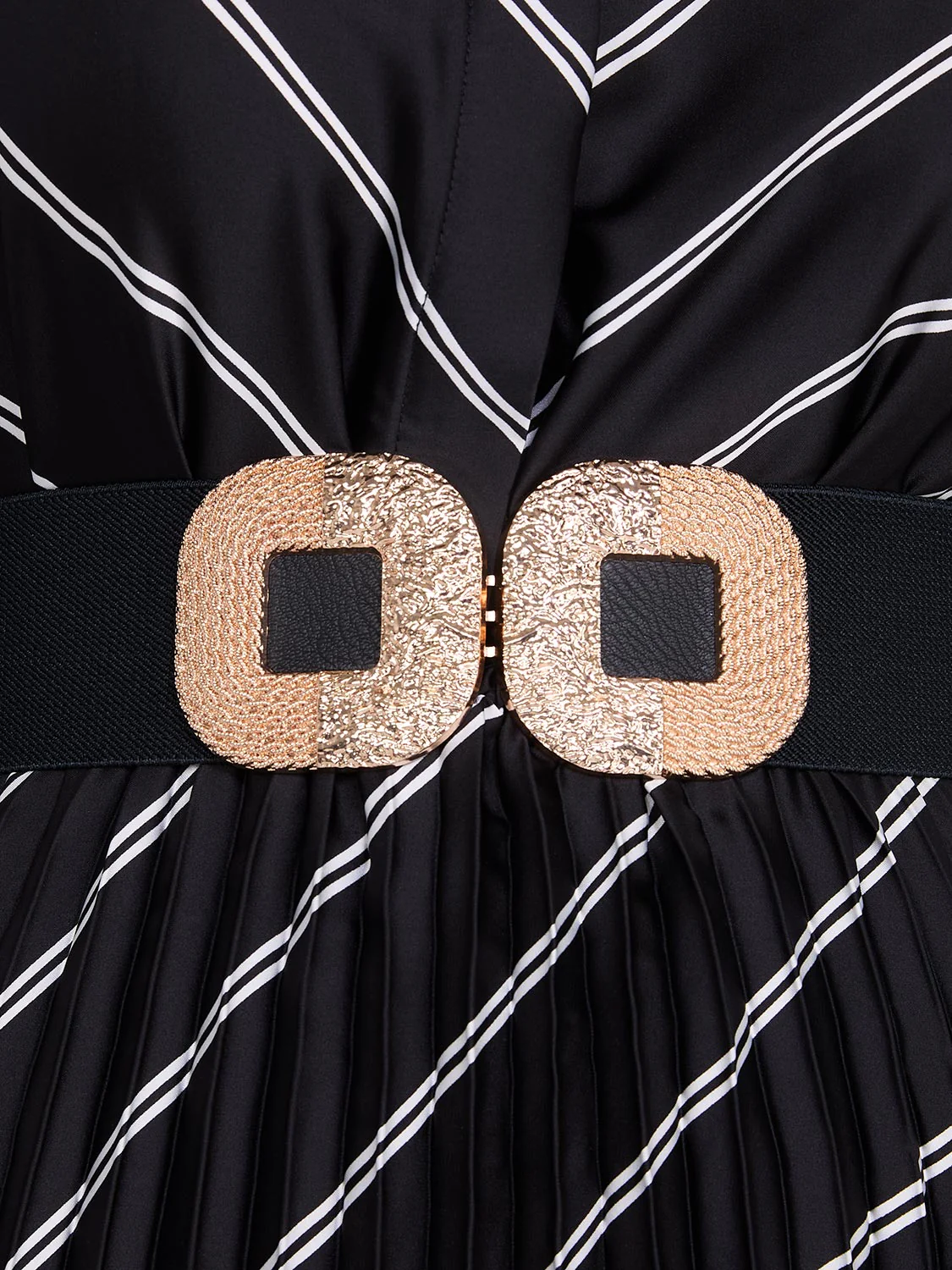 Elastic Belt With Textured Double Buckle - Image 2