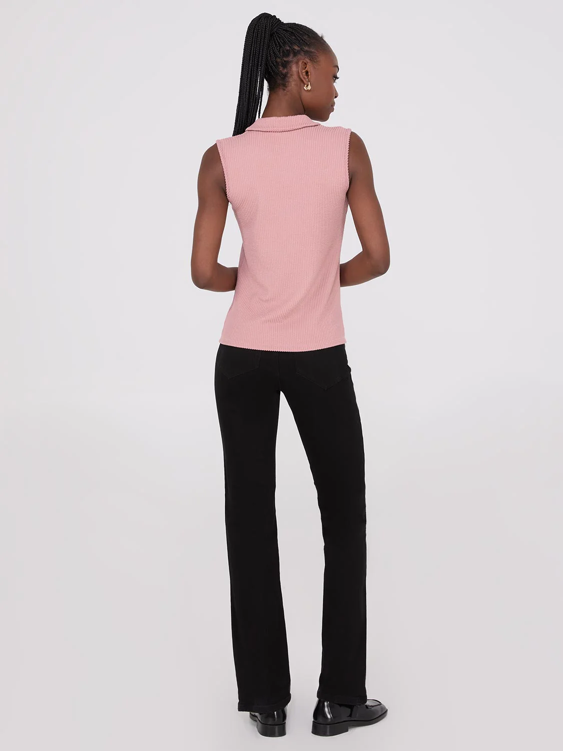 Sleeveless Johnny Collar Ribbed Top - Image 8