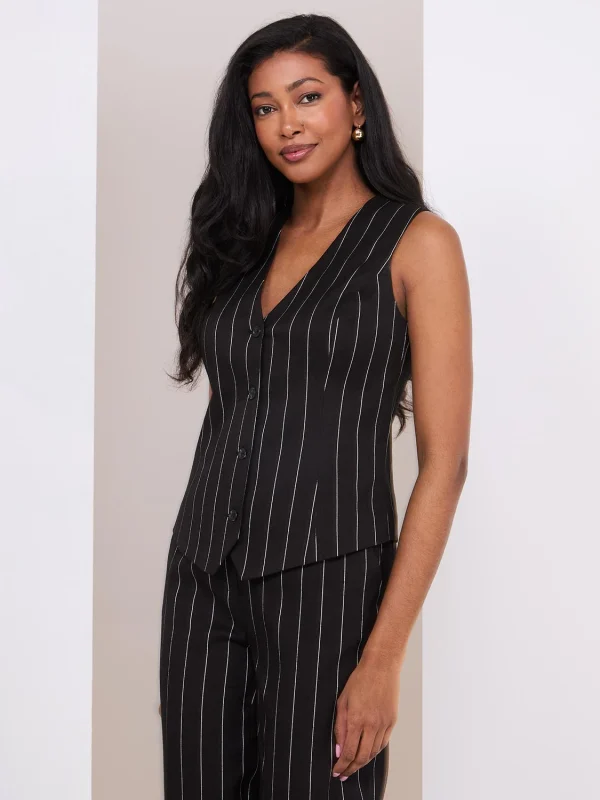 Pinstripe Button-Front Vest - Image 5