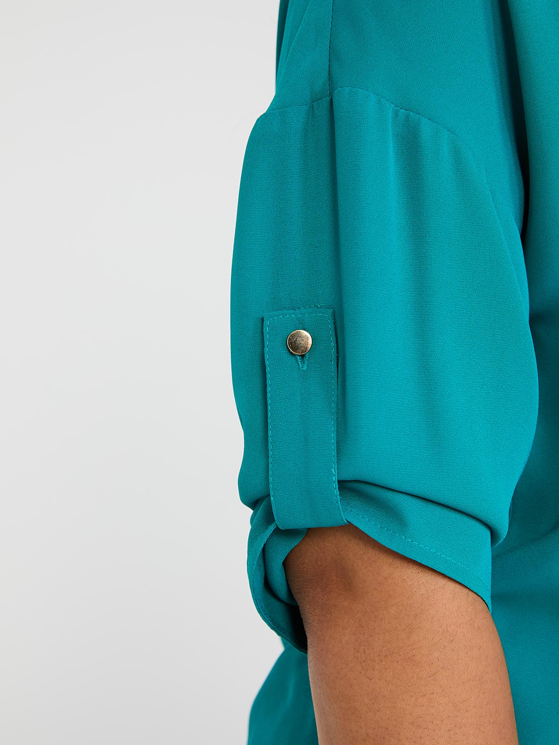 Geo Print Zip Front V-Neck Top - Image 4