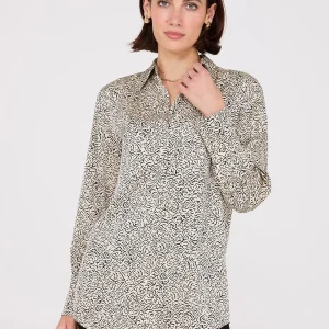 Abstract Print Satin Tunic Blouse