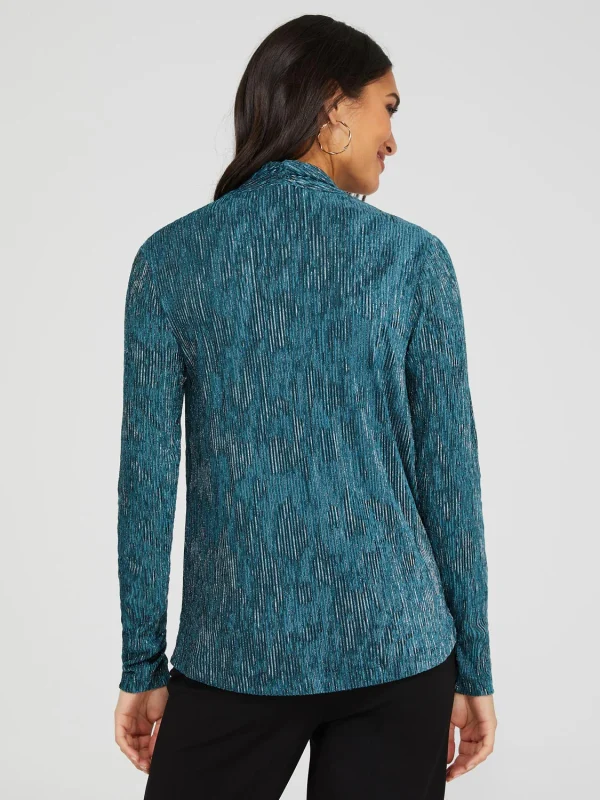 Textured Glitter Velvet Crossover Top - Image 5