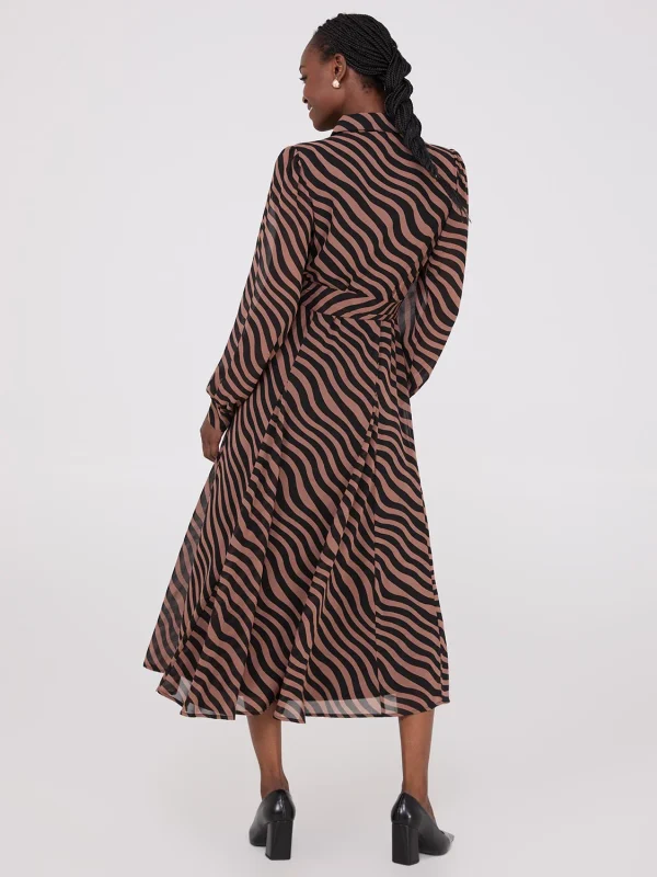 Printed Chiffon Maxi Shirt Dress - Image 4