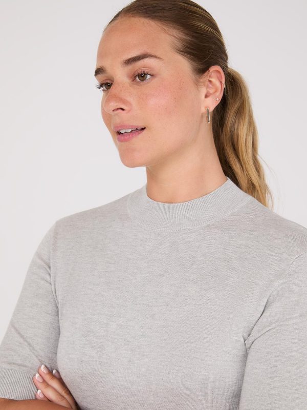 Mock Neck Elbow Sleeve Top - Image 2