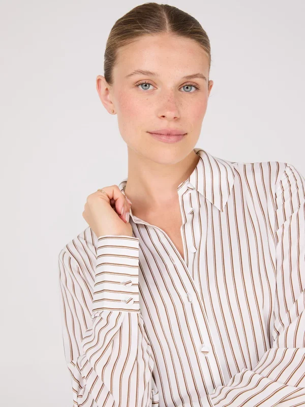 Satin Striped Button-Front Blouse - Image 2