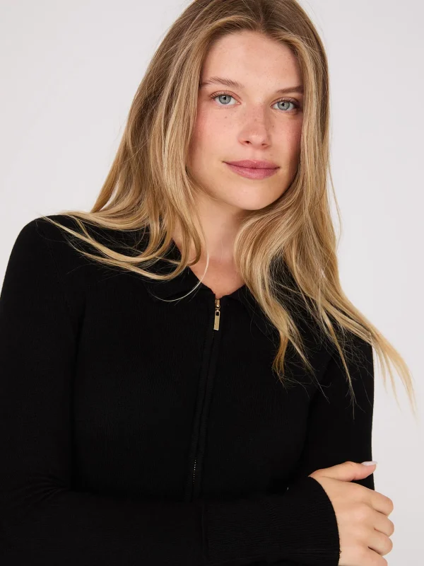 Collared 2-Way Zip-Front Sweater - Image 4