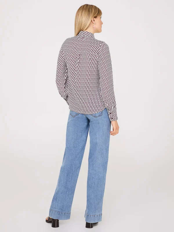 Printed Chiffon Button-Front Blouse - Image 5