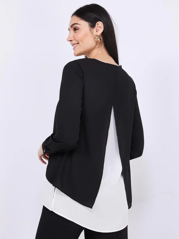 Colour Block Layered Tunic Top - Image 2