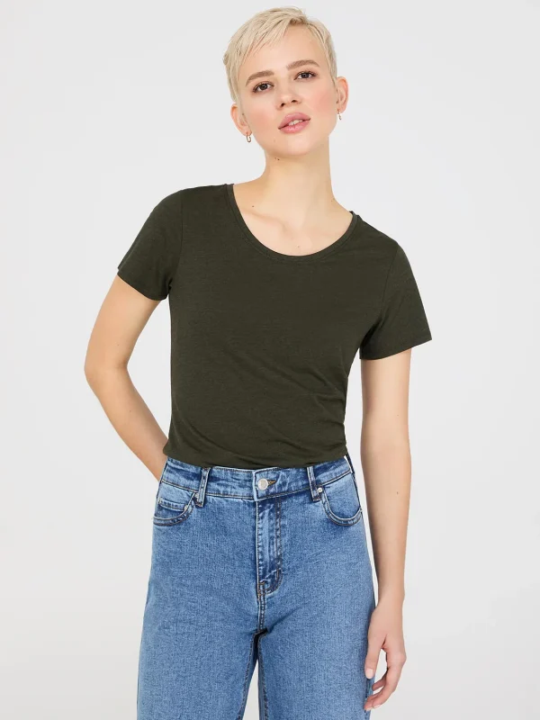 Scoop Neck Melange T-Shirt - Image 13