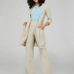 Long Blazer With 3/4 Ruched Sleeves