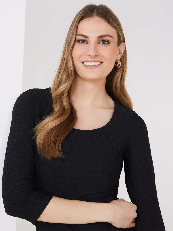 3/4 Sleeve Jacquard Print Top - Image 3