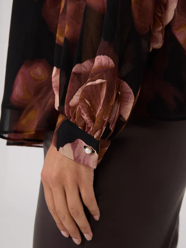 Printed Chiffon High Neck Blouse - Image 4