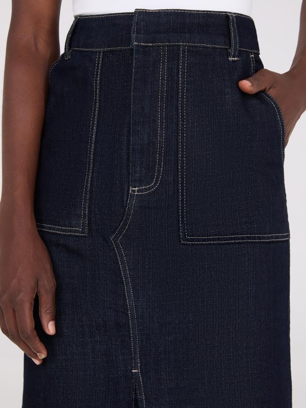 Denim Pencil Skirt With Front Slit - Image 5