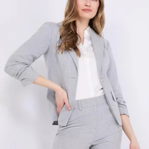 One-Button Ruched Sleeve Blazer