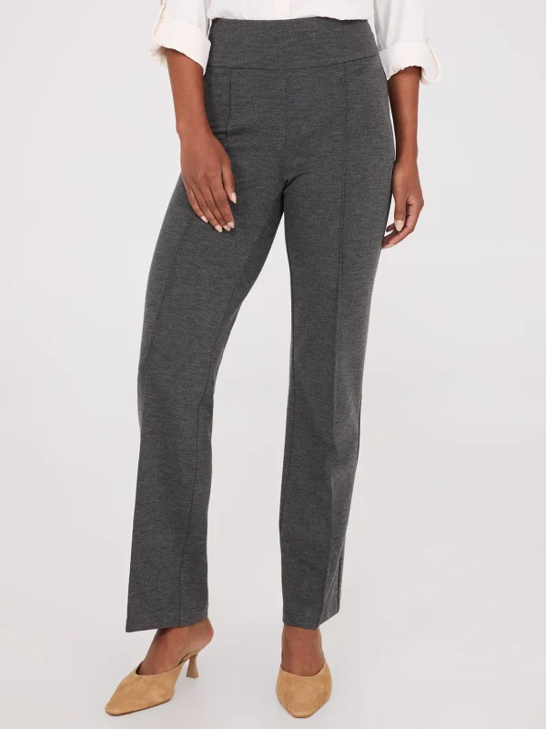 Front Pintuck Straight Leg Long Length Twill Pants - Image 2