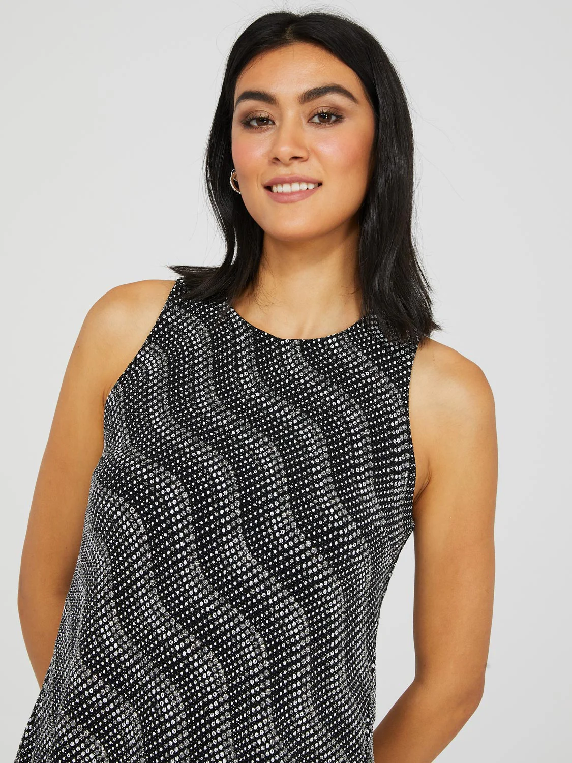 Abstract Glitter Sleeveless Open Back Top - Image 3