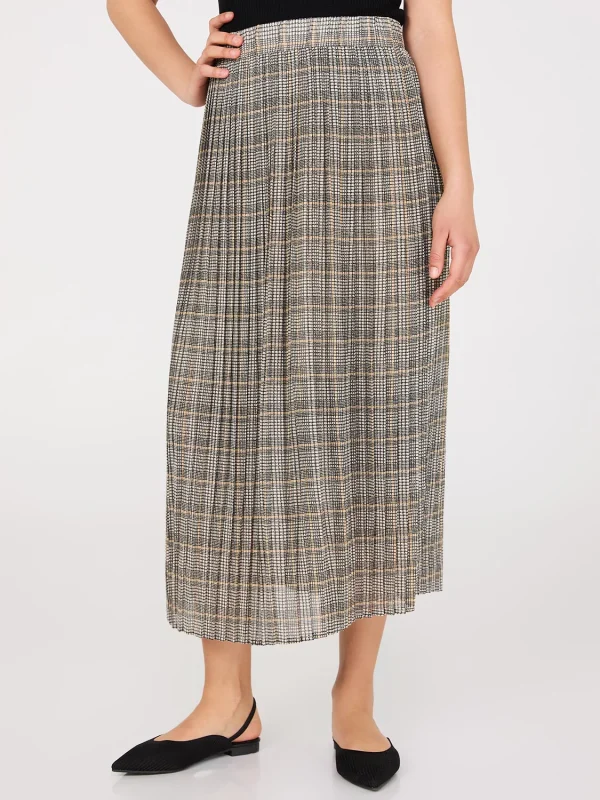 Plaid Pleated Chiffon Skirt - Image 2