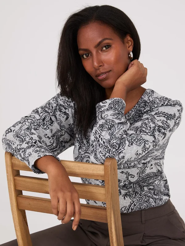 Paisley Print Balloon Sleeve Top - Image 2