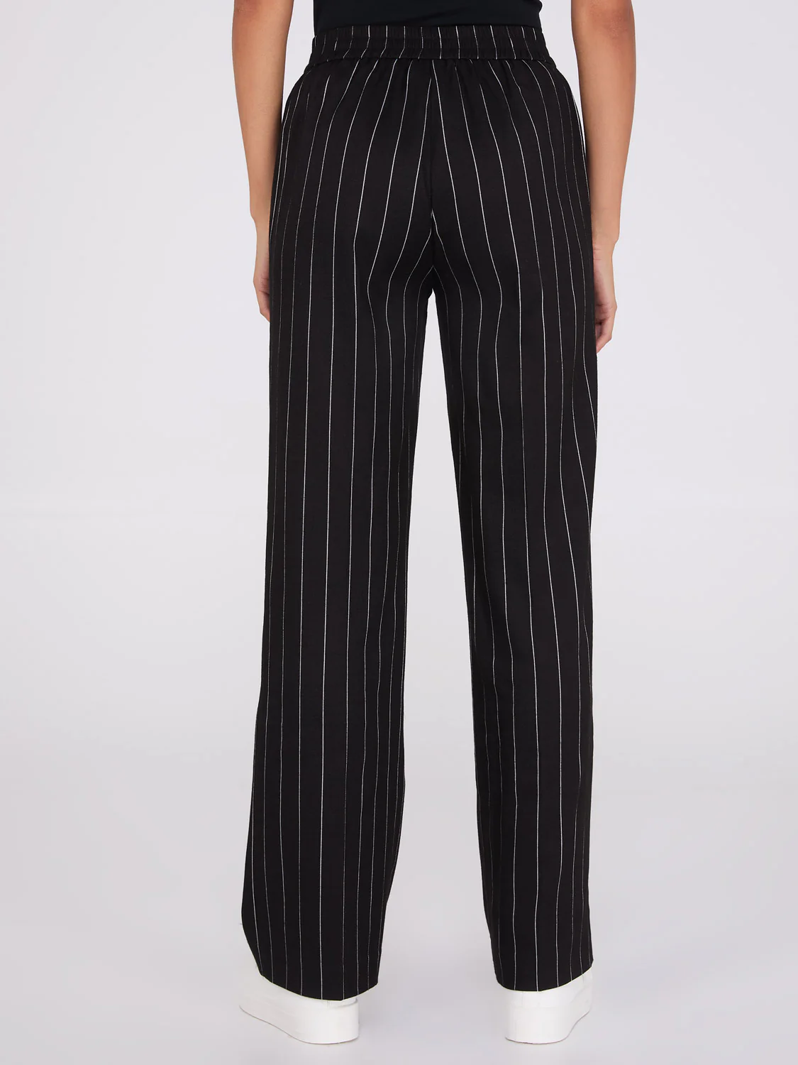 Pinstripe High-Waisted Wide-Leg Pants - Image 5