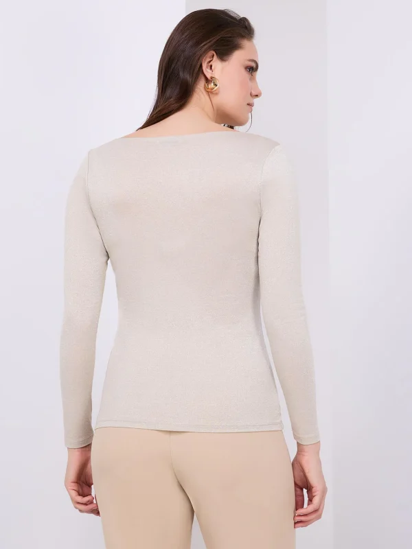 Glitter Jersey Boat Neck Top - Image 6