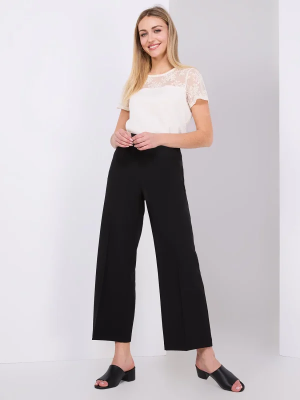 Cropped Wide-Leg Pants With Gold Hardware - Image 3
