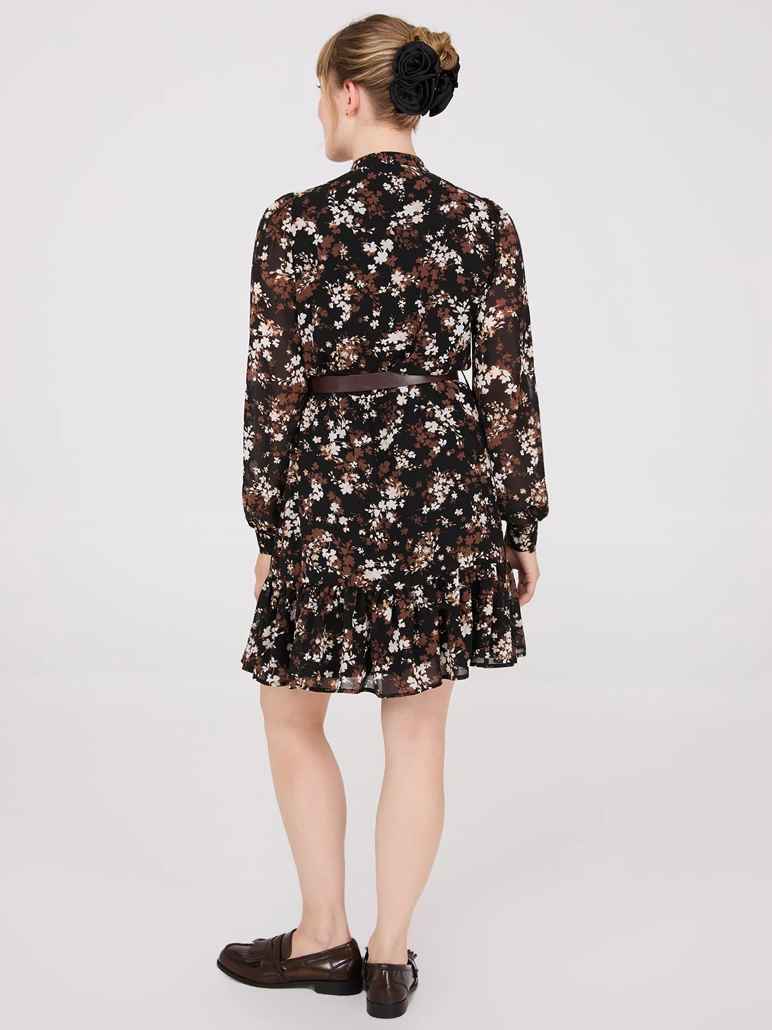 Floral Print Chiffon Fit & Flare Mini Dress - Image 4