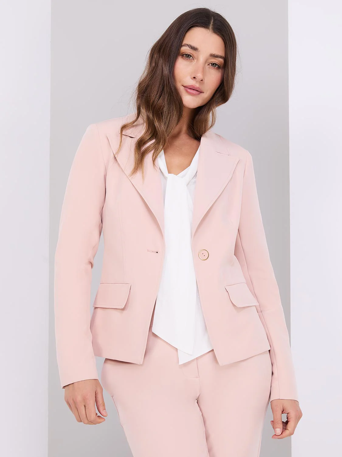 One-Button Blazer With Flap Pockets - Image 5