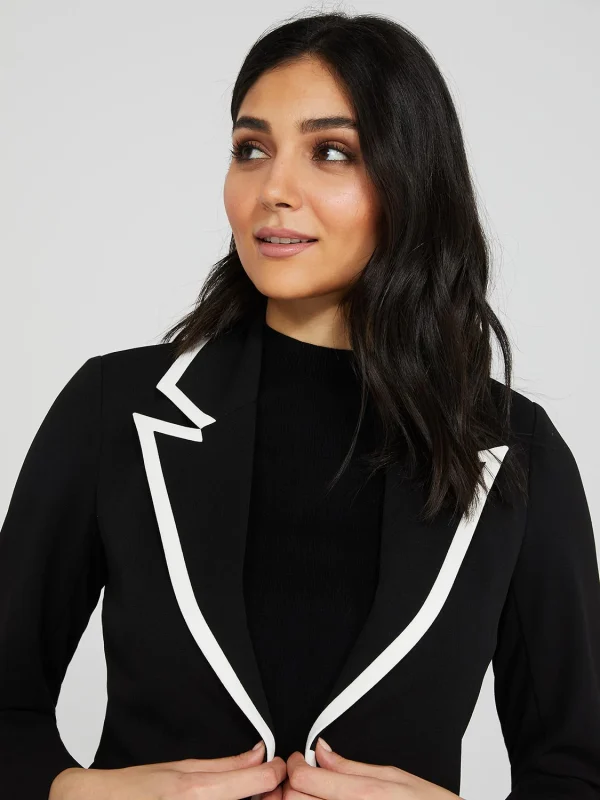 One-Button Contrast Trim Blazer - Image 2