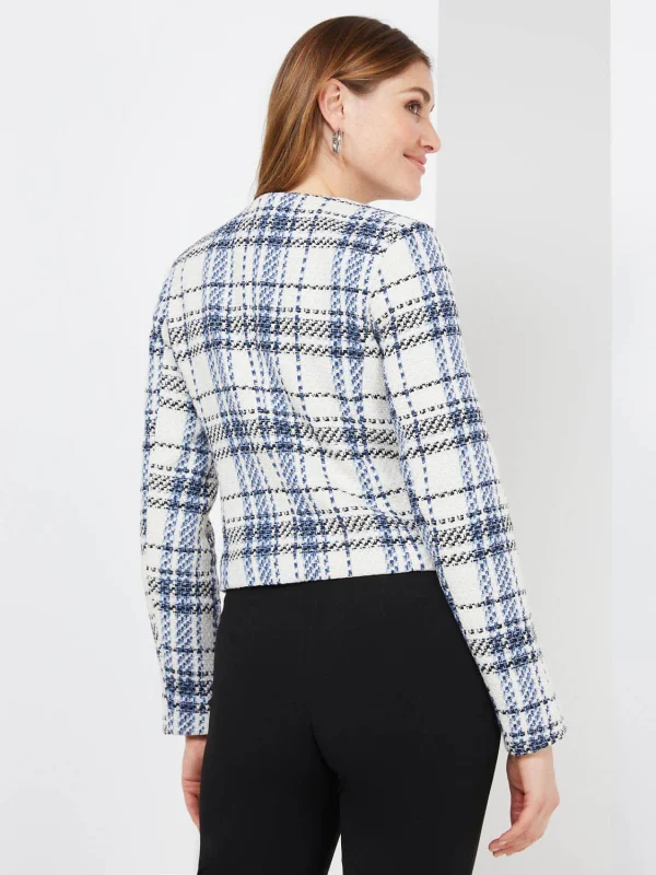 Plaid Boucle Waisted Blazer - Image 5