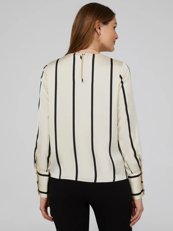 Striped Satin Crossover Blouse - Image 5
